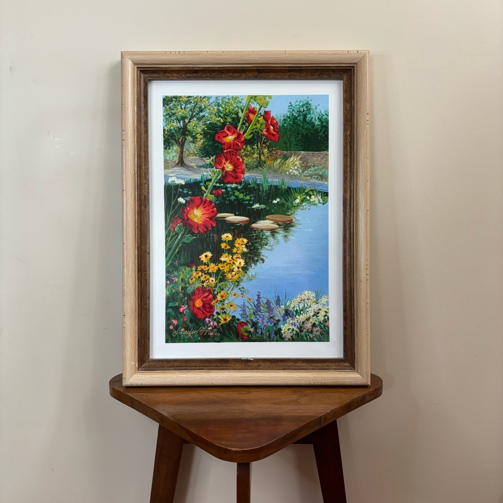 Hollyhock Reflections Schaefer Miles signed Print
